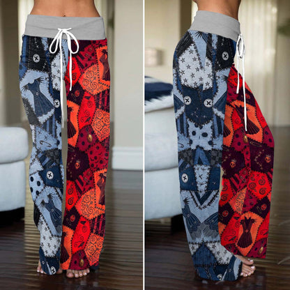 Shadow Stone Patchwork Women's High-waisted Wide Leg Pants