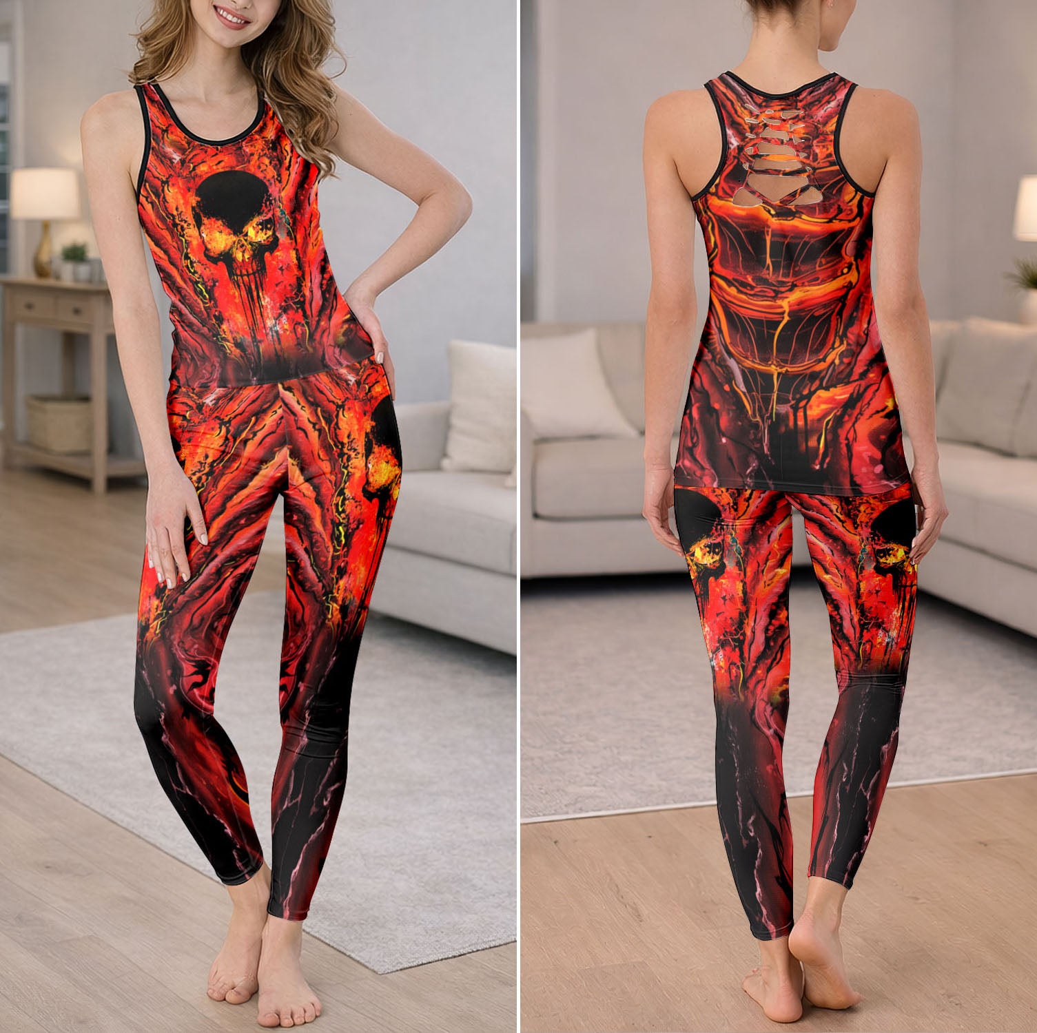 Molten Rage Scarlet Skull Tanktop and Leggings