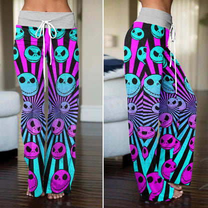 Neon Nightmare Skulls Women's High-waisted Wide Leg Pants