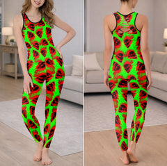 Red Flaming Gothic Skull Tanktop and Legging