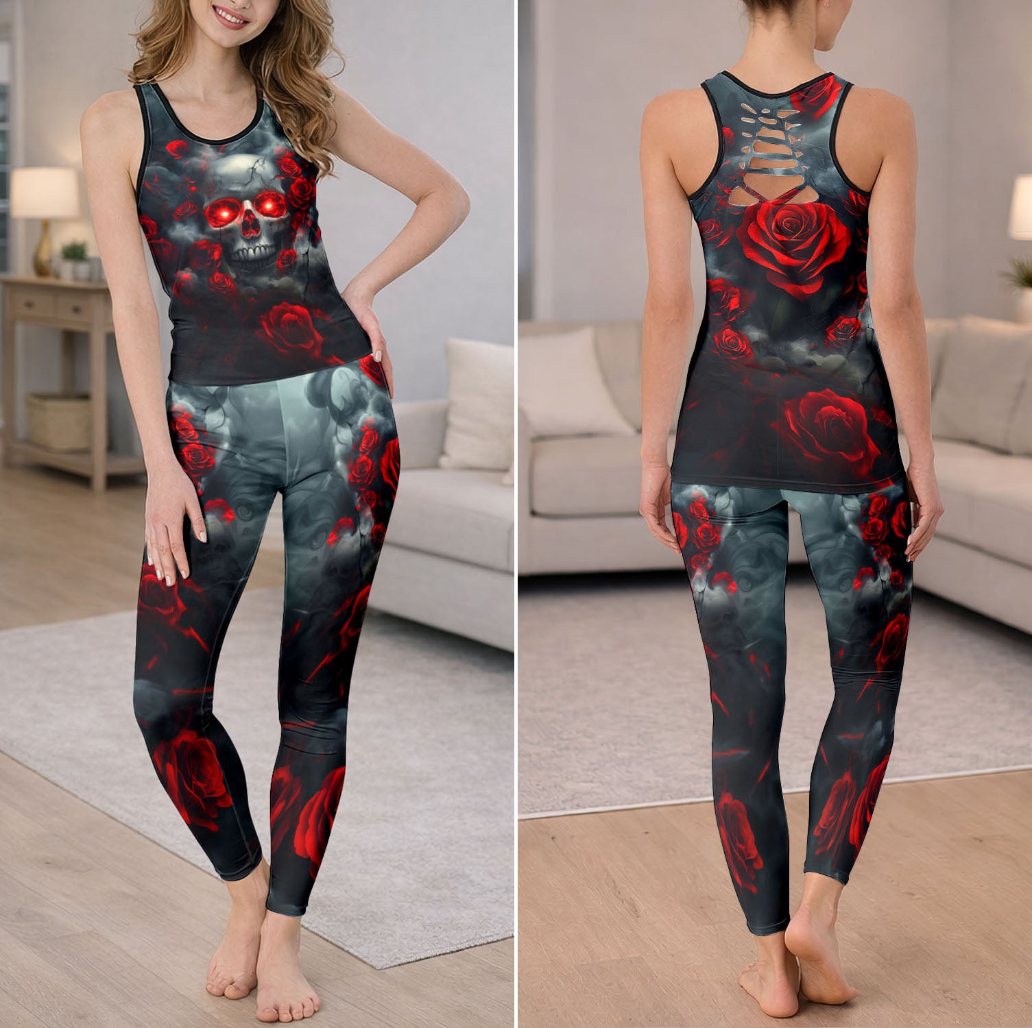 Glowing Red Eye Skull Tanktop and Legging