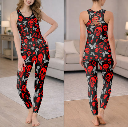 Gothic Butterfly Skull Drift Tanktop and Leggings