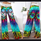 TieDye Rainbow Nightmare Theme Women's High-waisted Wide Leg Pants | Wonder Skull