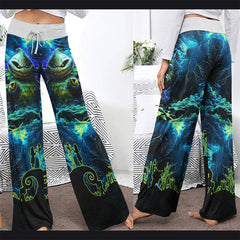 Nightmare Art Theme Women's High-waisted Wide Leg Pants | Wonder Skull