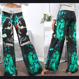 Dark Green Theme Women's High-waisted Wide Leg Pants | Wonder Skull