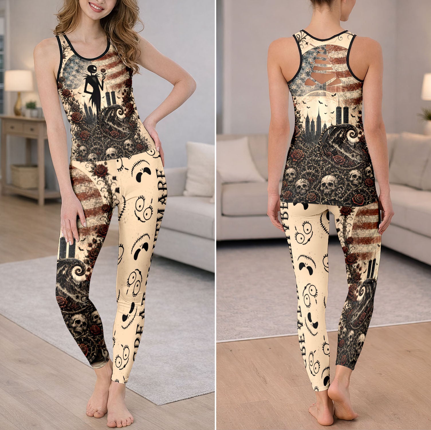 Skeleton Rose Skyline Tanktop and Legging