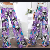 Violet Skull Butterfly Women's High-waisted Wide Leg Pants | Wonder Skull