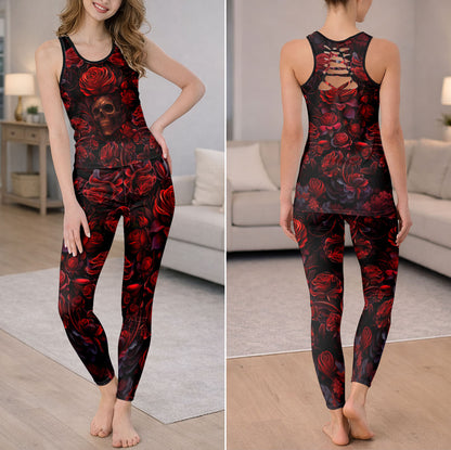 Gothic Rose Skull Garden Tanktop and Leggings