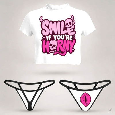 Wonder Skull  sheer mesh crop top and thong set delivers the perfect balance of comfortable and confident. Ultra-lightweight mesh fabric breathes freely against your skin while stretching gently to hug your natural curves without any restrictive squeezing. Playful lettuce edge trim at the neckline, sleeves, and hem adds cute feminine detail with soft ruffled texture. The flattering cropped length hits perfectly above your waist, creating an elongated silhouette that makes you feel amazing. Whether you're we