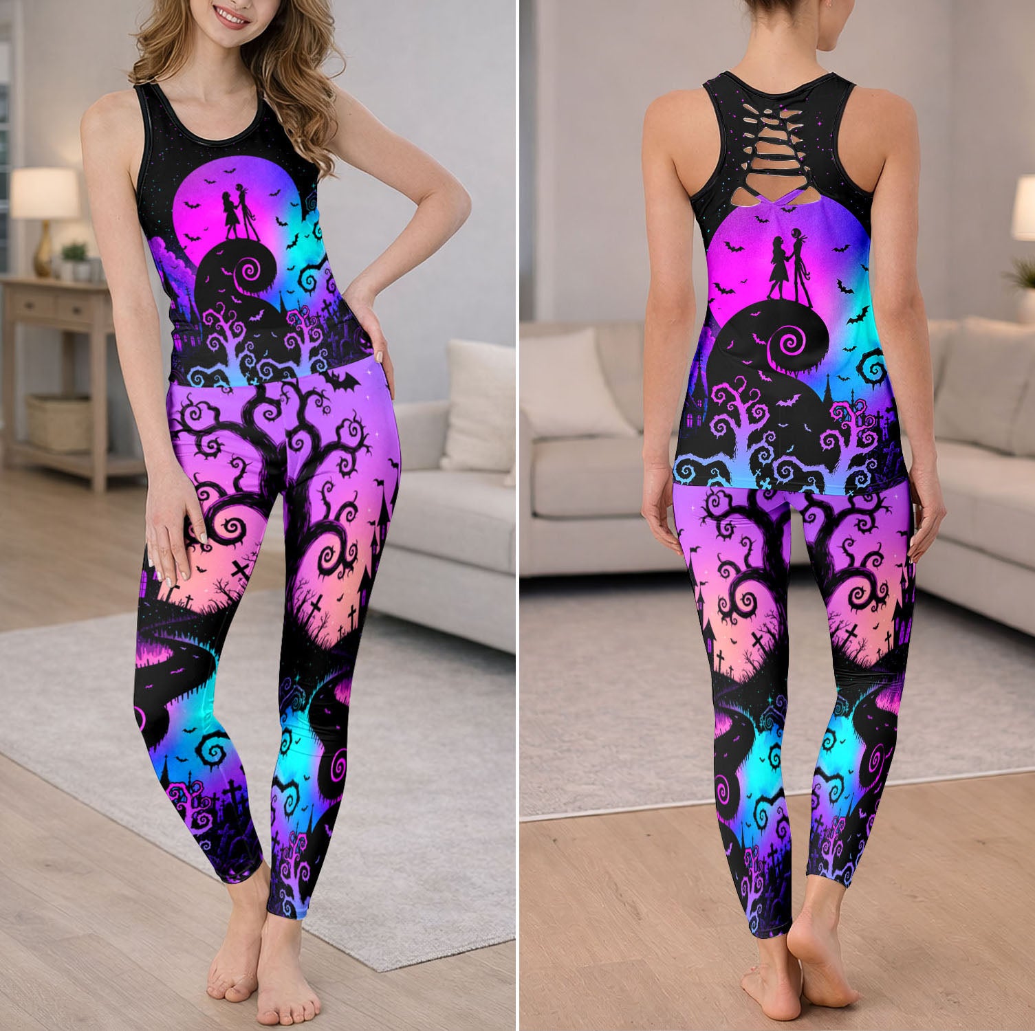 Spooky Lovers Silhouette Art Tanktop and Legging