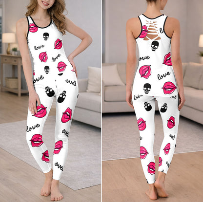 Dark Romance Lips Pattern Tanktop and Legging
