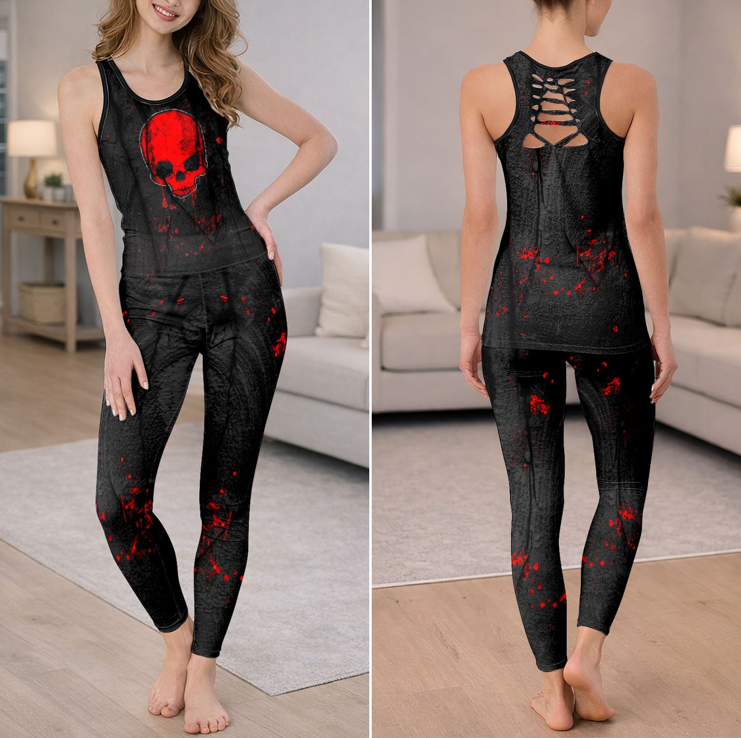 Scarlet Ruin Skull Art Tanktop and Leggings