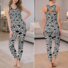 Grunge Leopard Skull Texture Tanktop and Legging