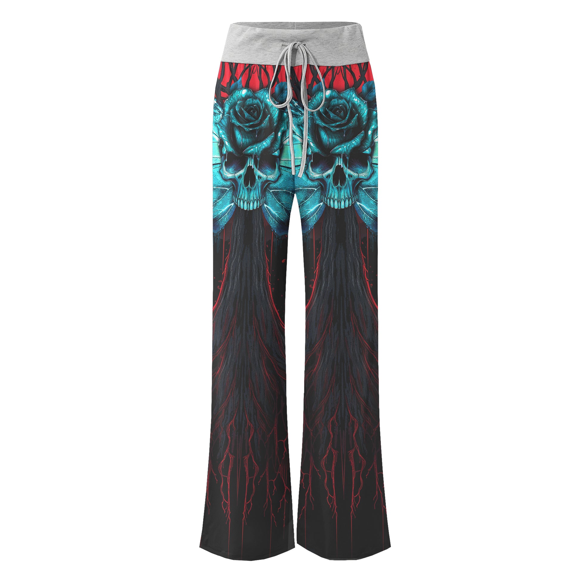 Skull Butterfly Dark Theme Women's High-waisted Wide Leg Pants | Wonder Skull