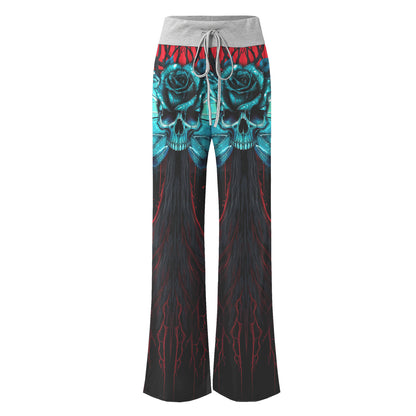 Skull Butterfly Dark Theme Women's High-waisted Wide Leg Pants | Wonder Skull