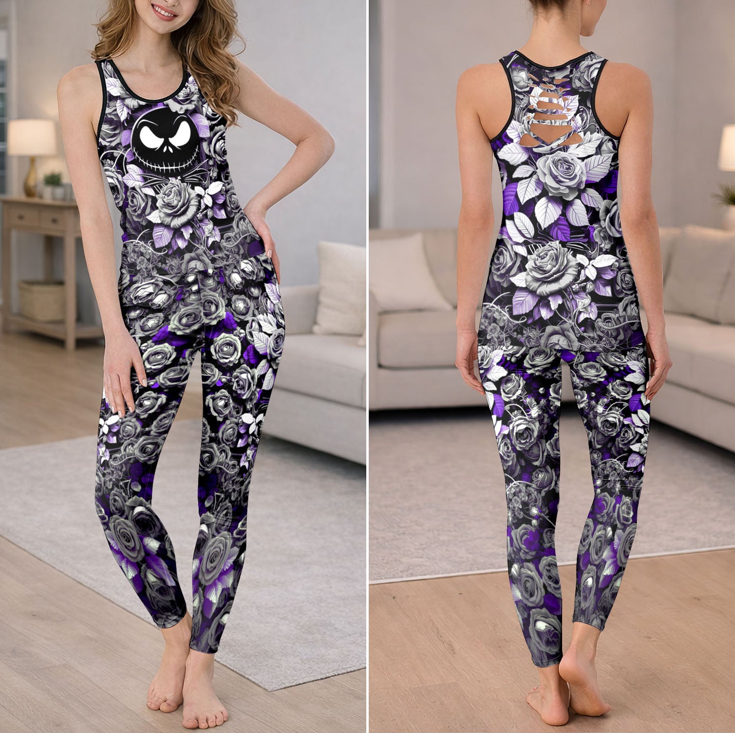 Dark Romance Skulls Art Tanktop and Leggings