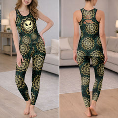 Sun Flower Skull Art Tanktop and Leggings