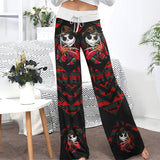Dark Nightmare Art Theme Women's High-waisted Wide Leg Pants | Wonder Skull