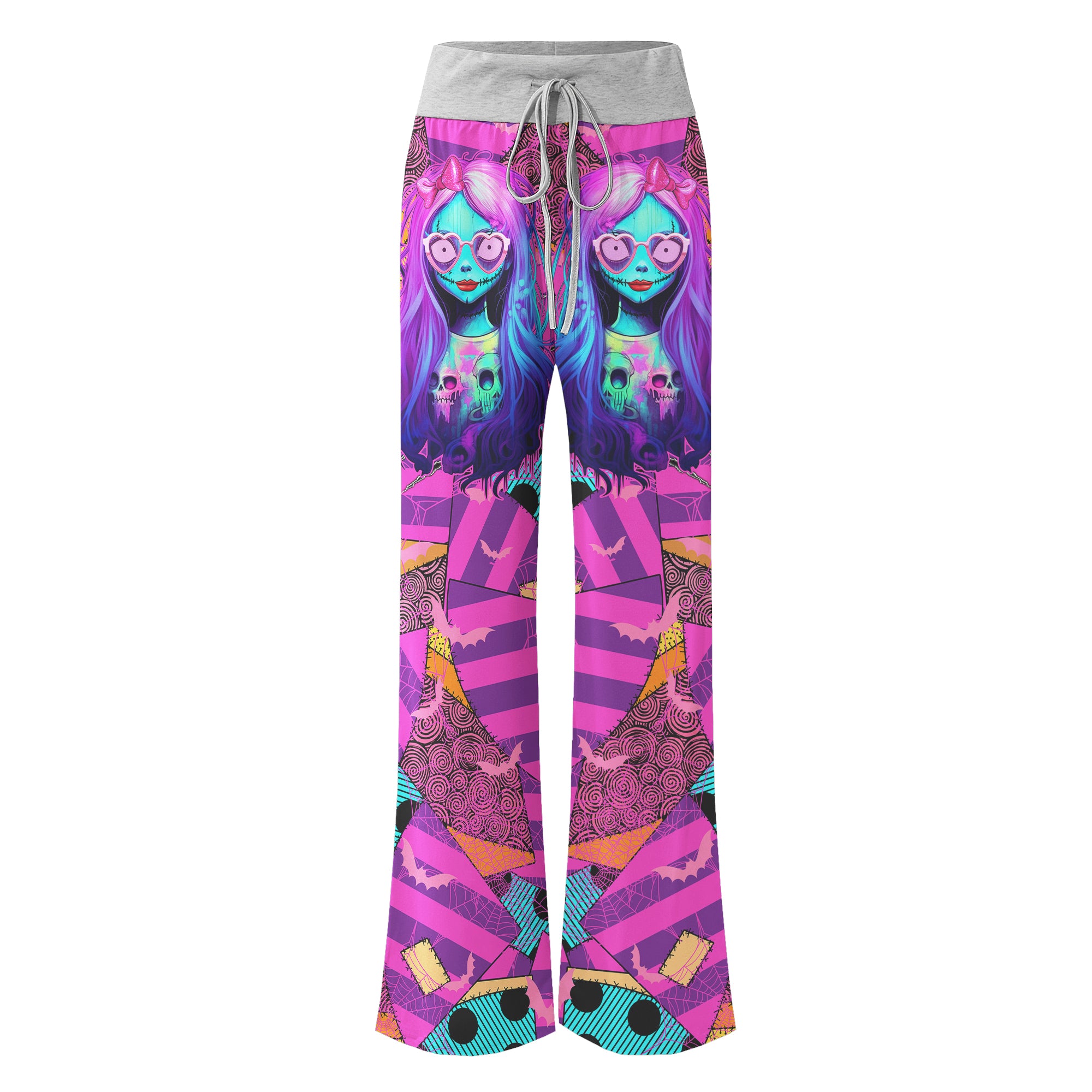 Pink Movie Theme Art Women's High-waisted Wide Leg Pants | Wonder Skull