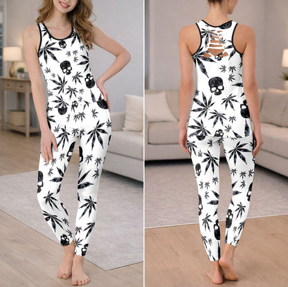 Dark Skull Mosaic Pattern Tanktop and Legging