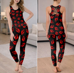 Dark Romance Lips Pattern Tanktop and Legging