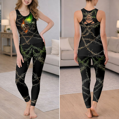 Barbed Skulls Art Tanktop and Leggings