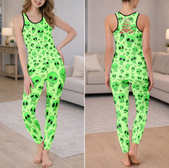 Acid Skull Doodle Pattern Tanktop and Leggings