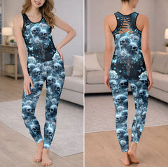 Frozen Skull Blooms Art Tanktop and Leggings