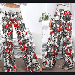 Skull Art Gothic Women's High-waisted Wide Leg Pants | Wonder Skull