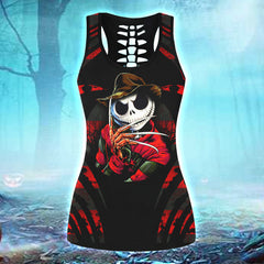 Unique horror-themed fashion ensemble: tanktop and leggings