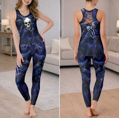 Deep Blue Skull Grasp Tanktop and Legging
