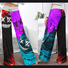 Yin Yang Psycho Horror Women's High-waisted Wide Leg Pants | Wonder Skull