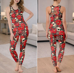Dark Botanical Skull Art Tanktop and Legging