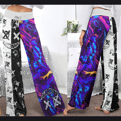 Psycho Art Abstract Women's High-waisted Wide Leg Pants | Wonder Skull