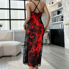 Red Thunder Skull Rose Women's Lace Cami Sleepwear