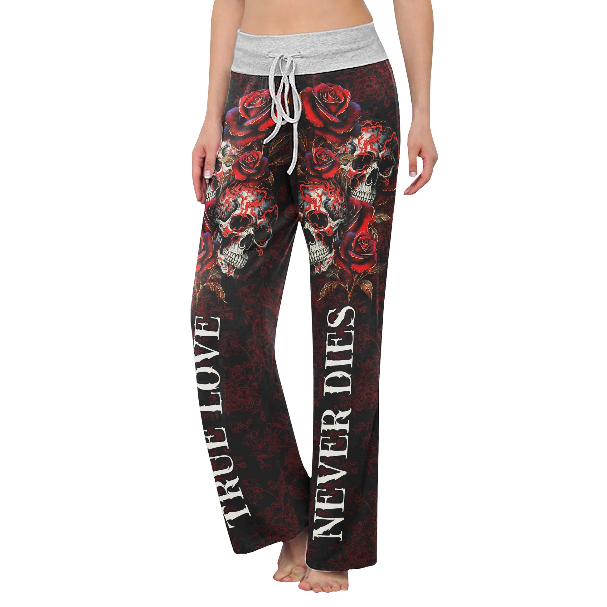 True Love Skull Gothic Women's High-waisted Wide Leg Pants | Wonder Skull
