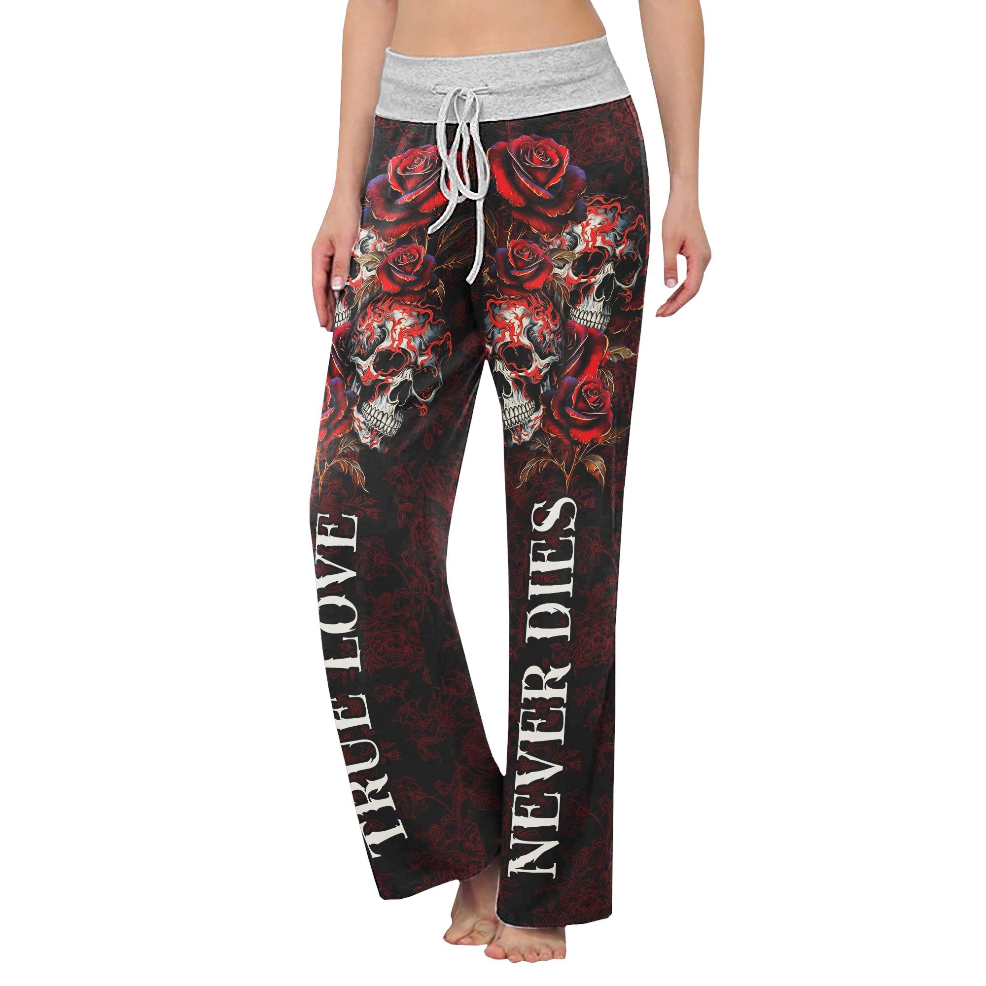 True Love Skull Gothic Women's High-waisted Wide Leg Pants | Wonder Skull