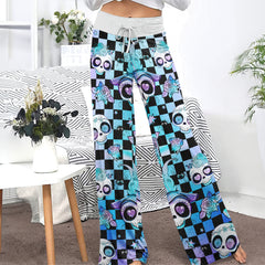 Rainbow Skull Rose Caro Women's High-waisted Wide Leg Pants | Wonder Skull