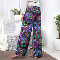 Purple Xoxo Lips Art Women's High-waisted Wide Leg Pants | Wonder Skull