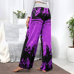 Purple Nightmare Christmas Theme Women's High-waisted Wide Leg Pants | Wonder Skull