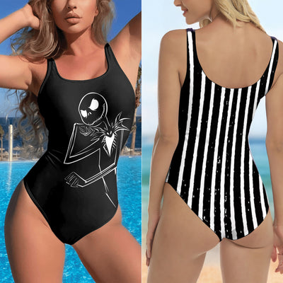 One Piece Bikini Shadow Skeleton Art Print Swimwear