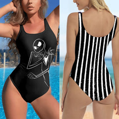 One Piece Bikini Shadow Skeleton Art Print Swimwear