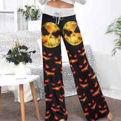 Halloween Moon Nightmare Women's High-waisted Wide Leg Pants | Wonder Skull