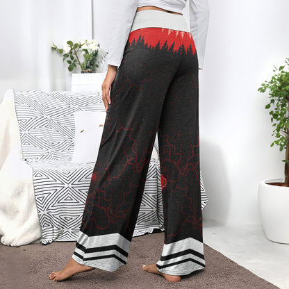 Skull Death Cross Gothic Women's High-waisted Wide Leg Pants | Wonder Skull