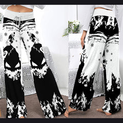 White Nightmare Christmas Theme Women's High-waisted Wide Leg Pants | Wonder Skull