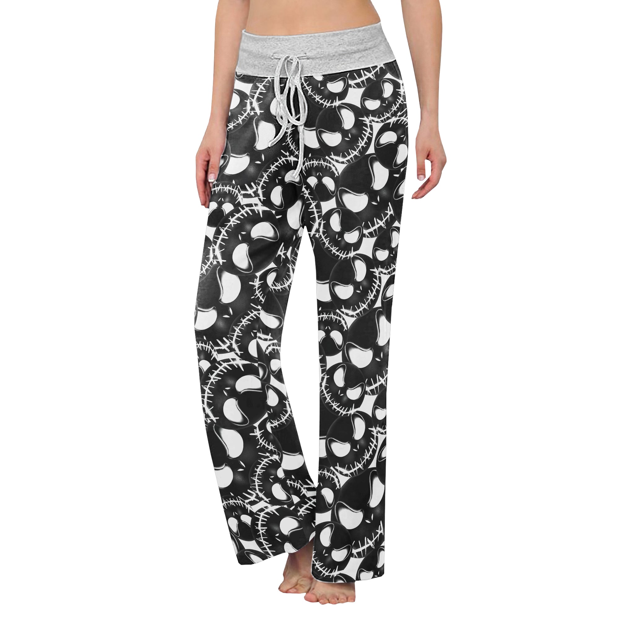 White Face Scary Nightmare Women's High-waisted Wide Leg Pants | Wonder Skull