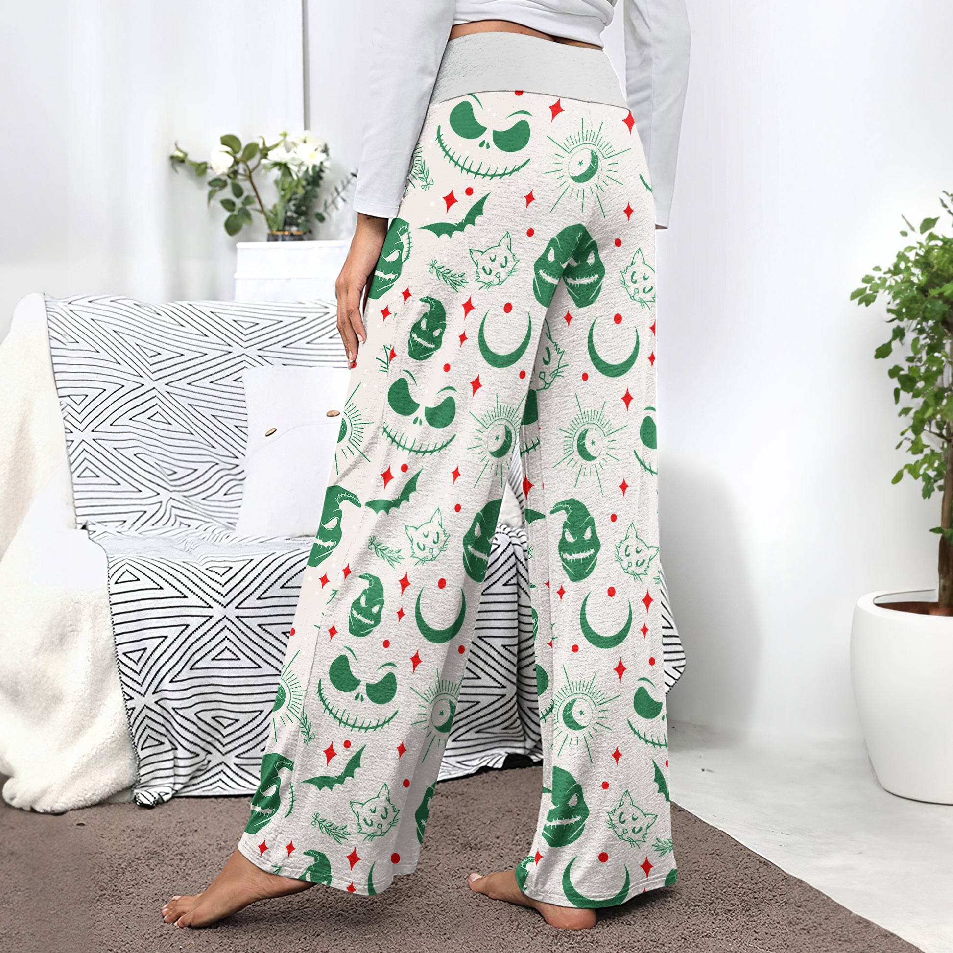 Cool Christmas Nightmare Theme Women's High-waisted Wide Leg Pants | Wonder Skull