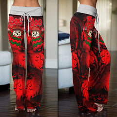 Boo Halloween Theme Women's High-waisted Wide Leg Pants | Wonder Skull