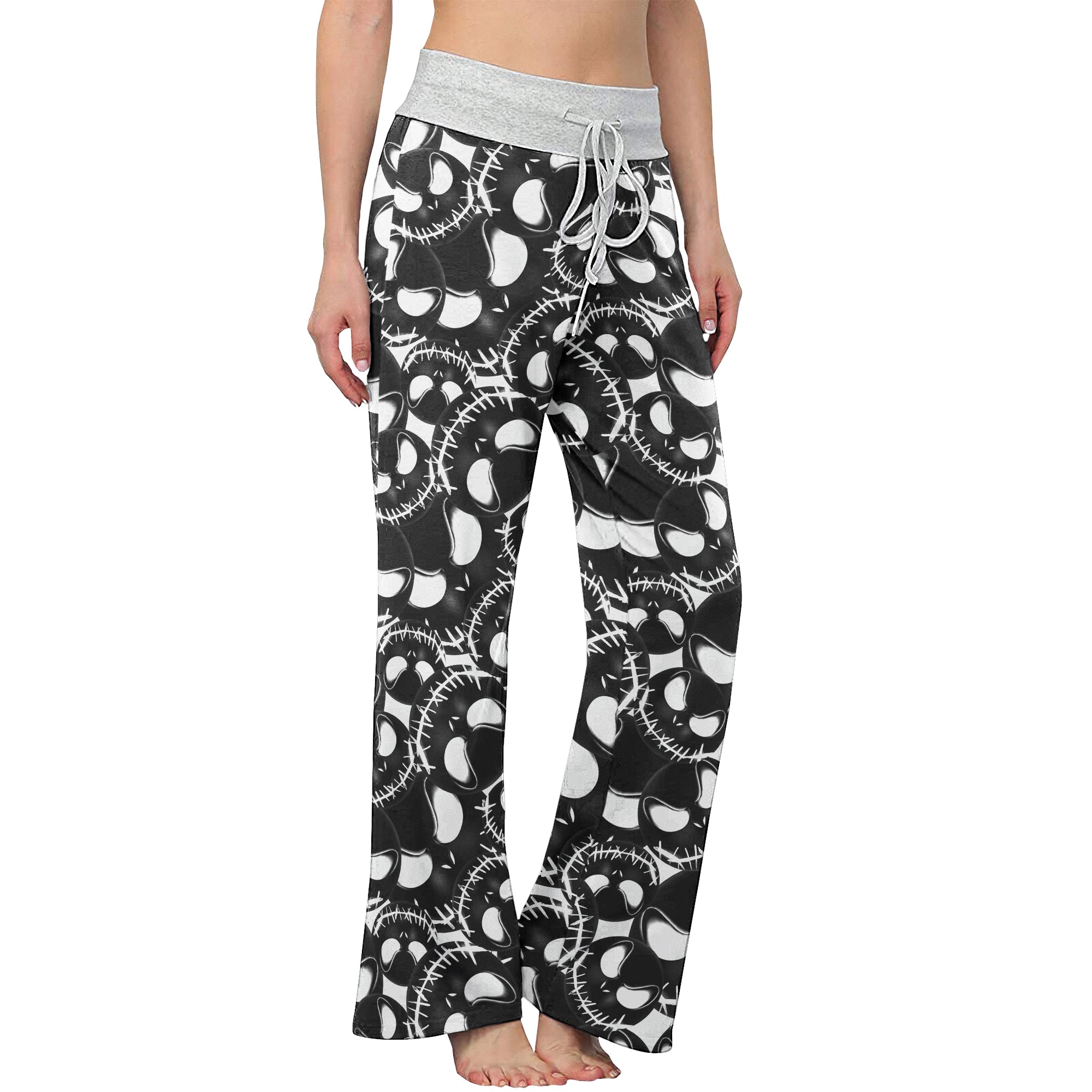 White Face Scary Nightmare Women's High-waisted Wide Leg Pants | Wonder Skull