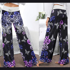 Violet Skull Abstract Art Women's High-waisted Wide Leg Pants | Wonder Skull